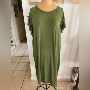 Max Studio Ruffle Sleeved W/ Ribbon Casual Maxi Dress Size L